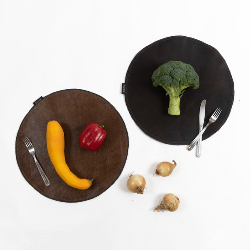 Leather Place Mat, glossy brown