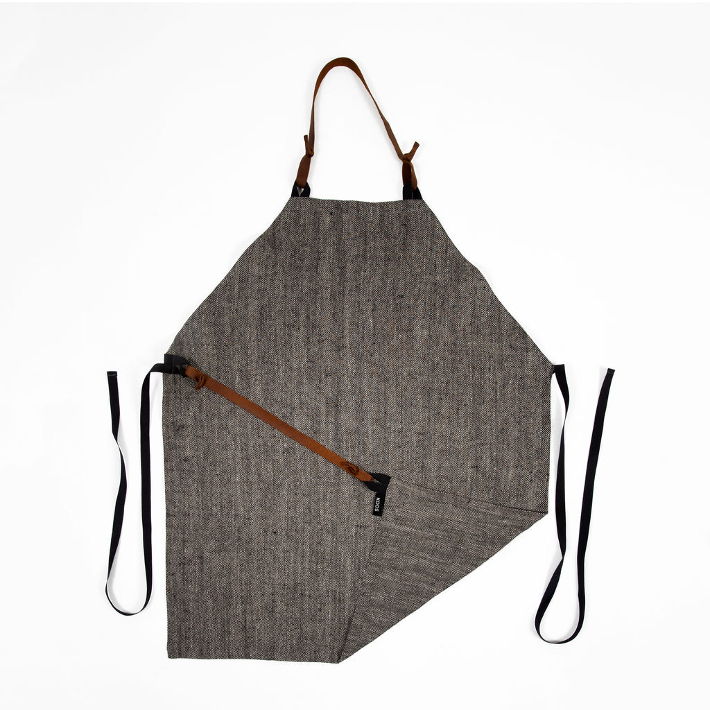 Linen Apron, with leather details