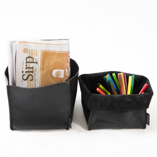 Nahast korv, suur must 18x18x18