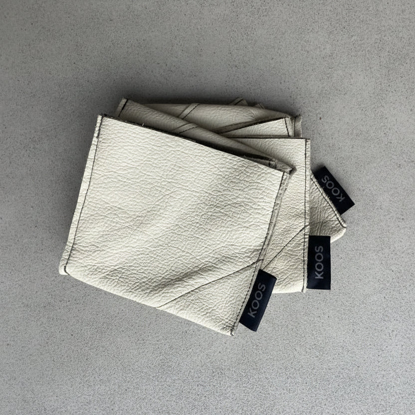 Leather Basket, natural white 13x13x12