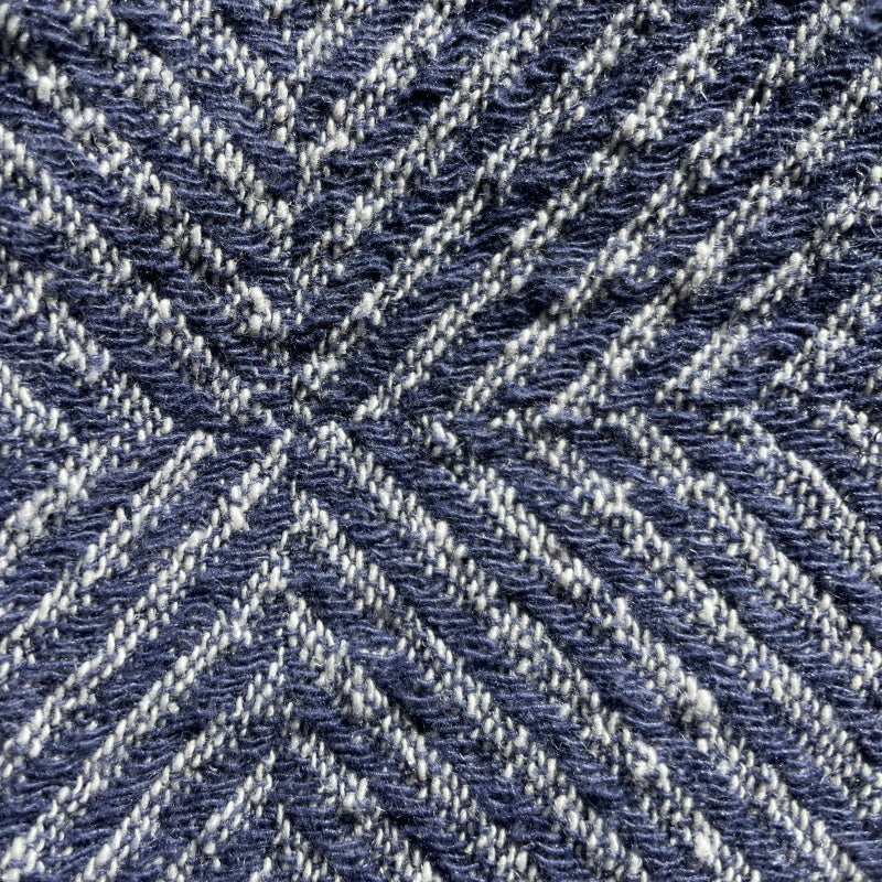 Big Linen Towel, blue checkered fishbone pattern