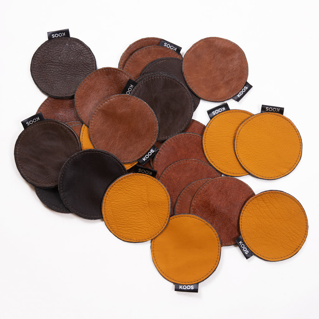 Leather Coaster, cognac brown