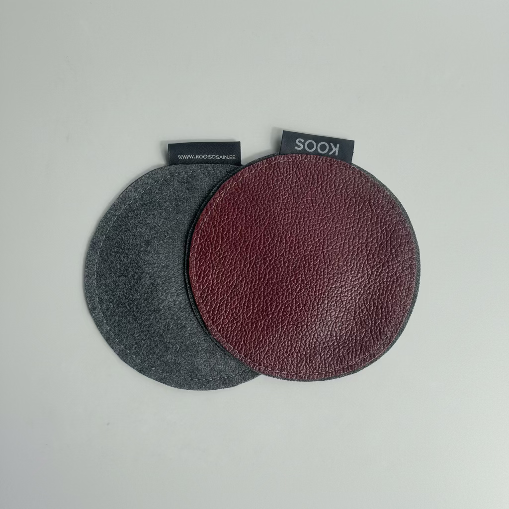 Leather Coaster, mahogany