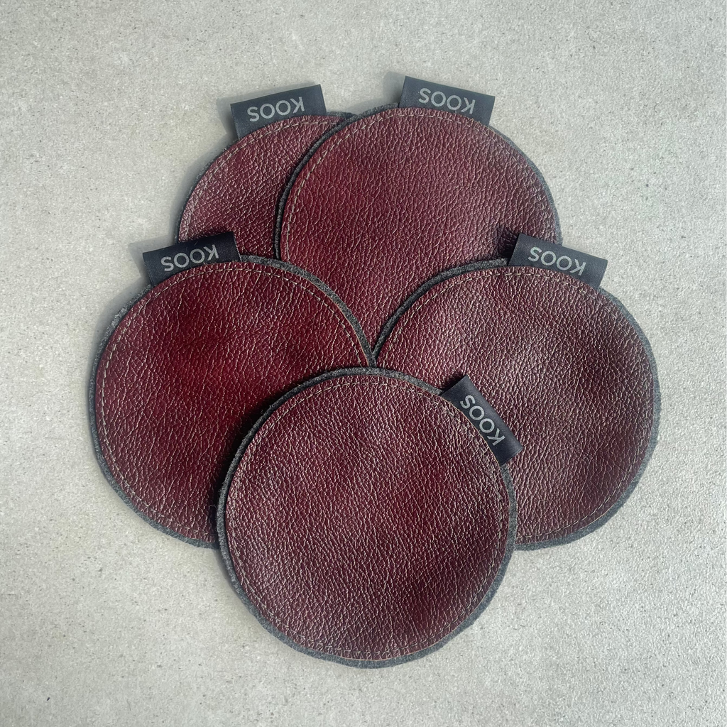 Leather Coaster, mahogany