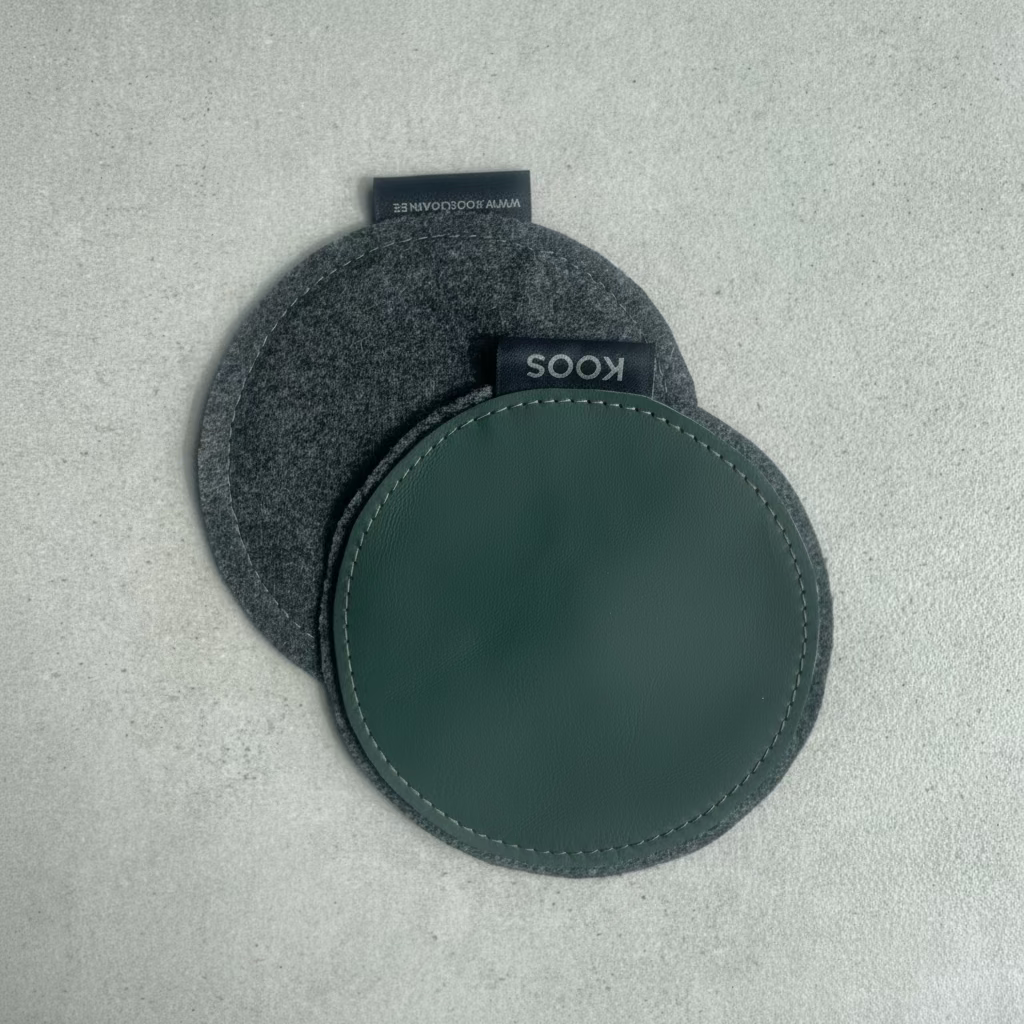 Leather Coaster, pine green