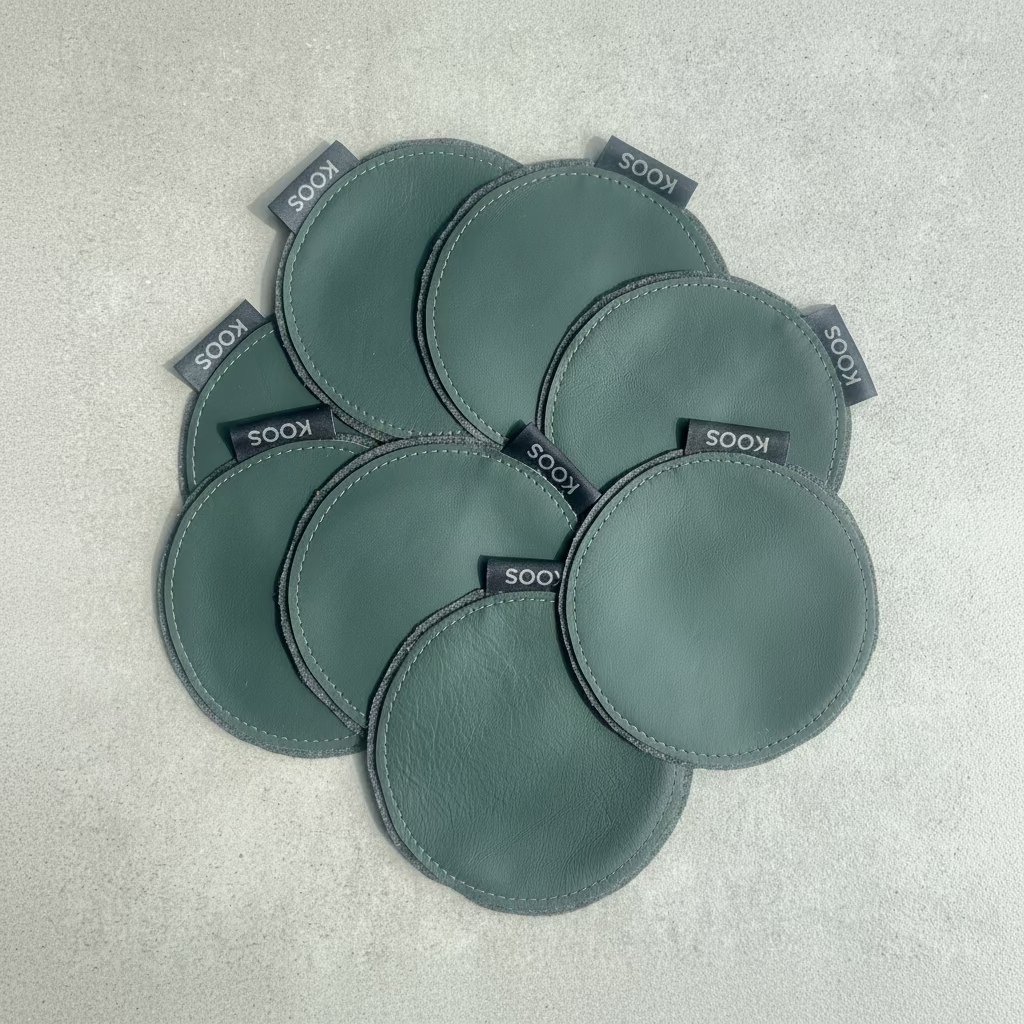 Leather Coaster, pine green