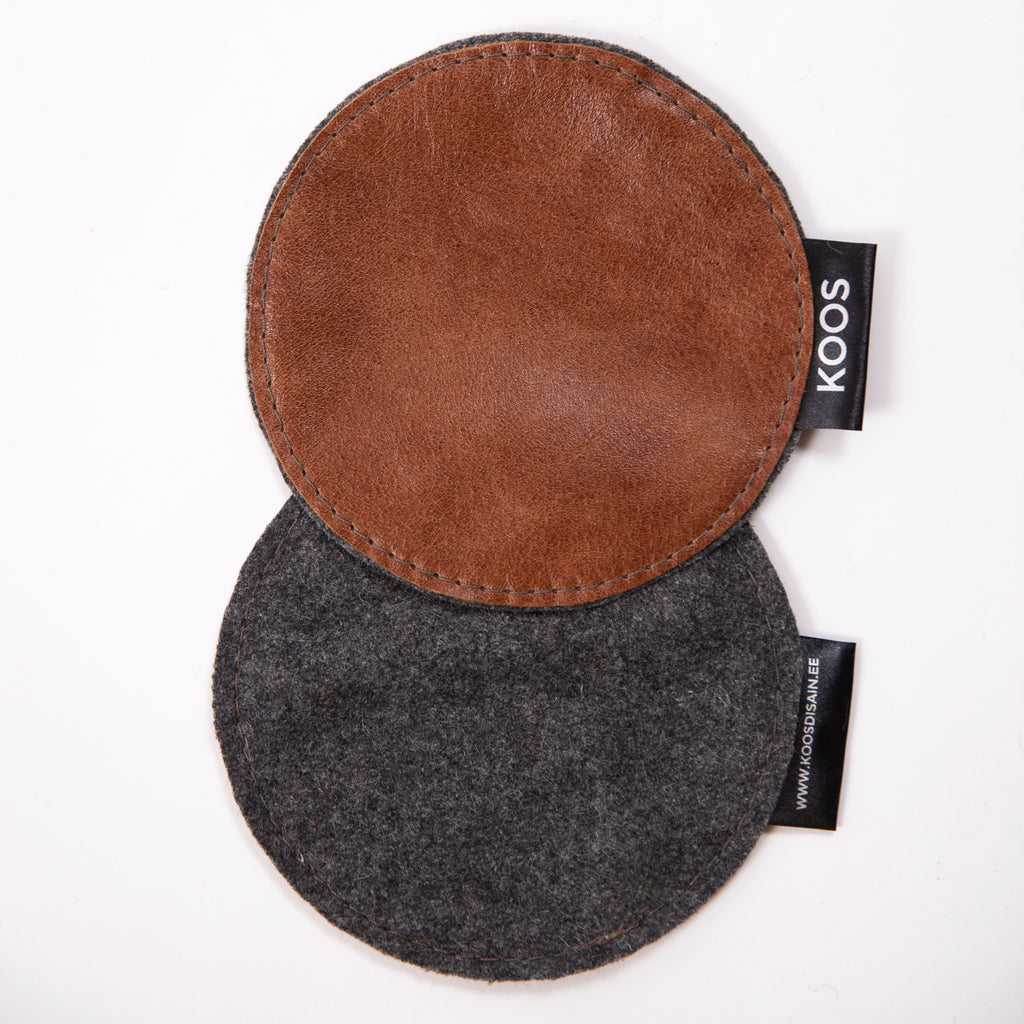 Leather Coaster, cognac brown
