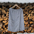 Linen Women Sauna Skirt, grayish blue with fishbone pattern