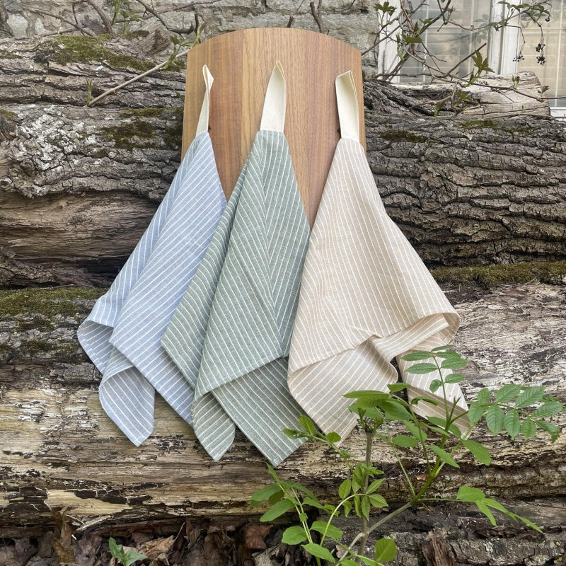 Small Linen Towel, light green striped