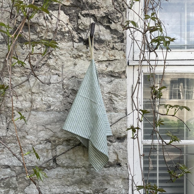 Small Linen Towel, light green striped