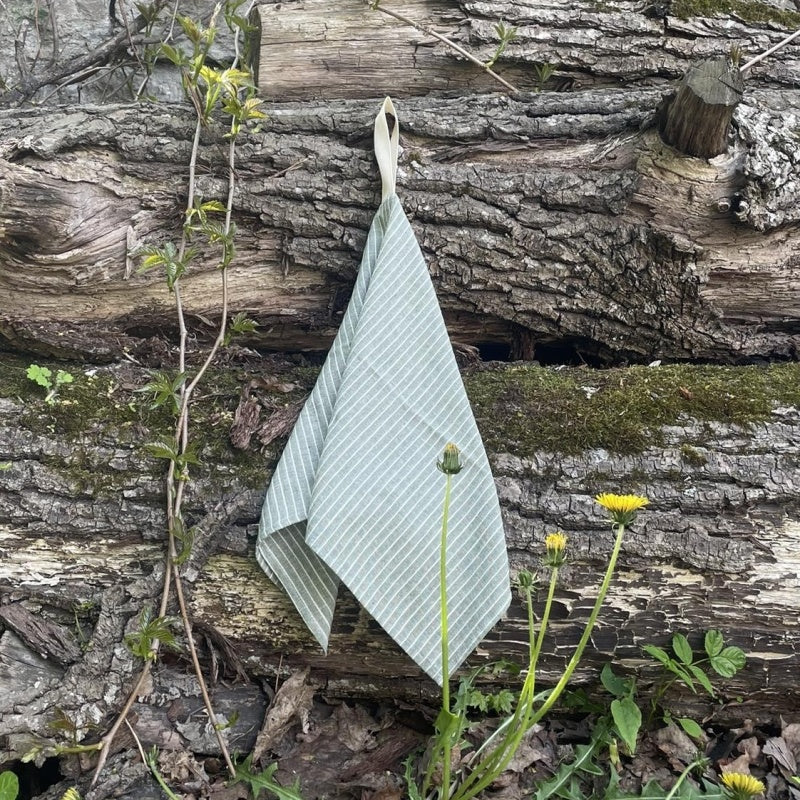 Small Linen Towel, light green striped
