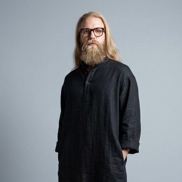 Linane meeste kleit, sitikmust