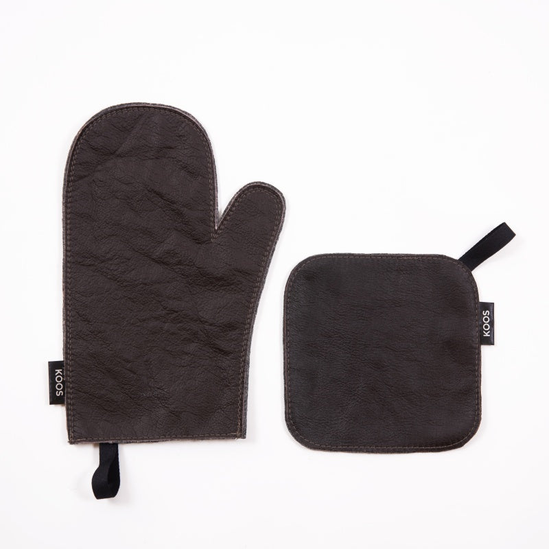 Leather Oven Mitten, dark brown