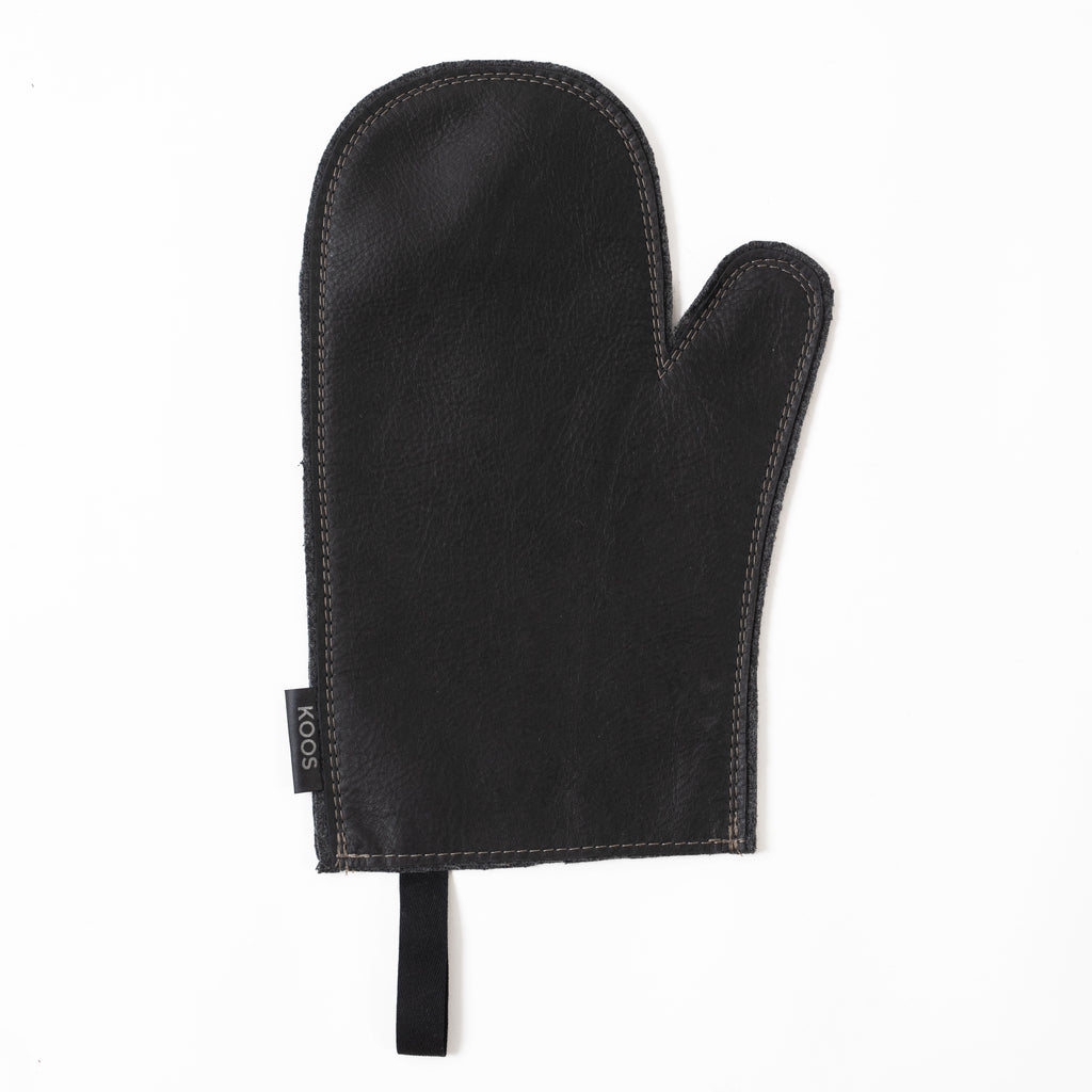 Leather Oven Mitten, black