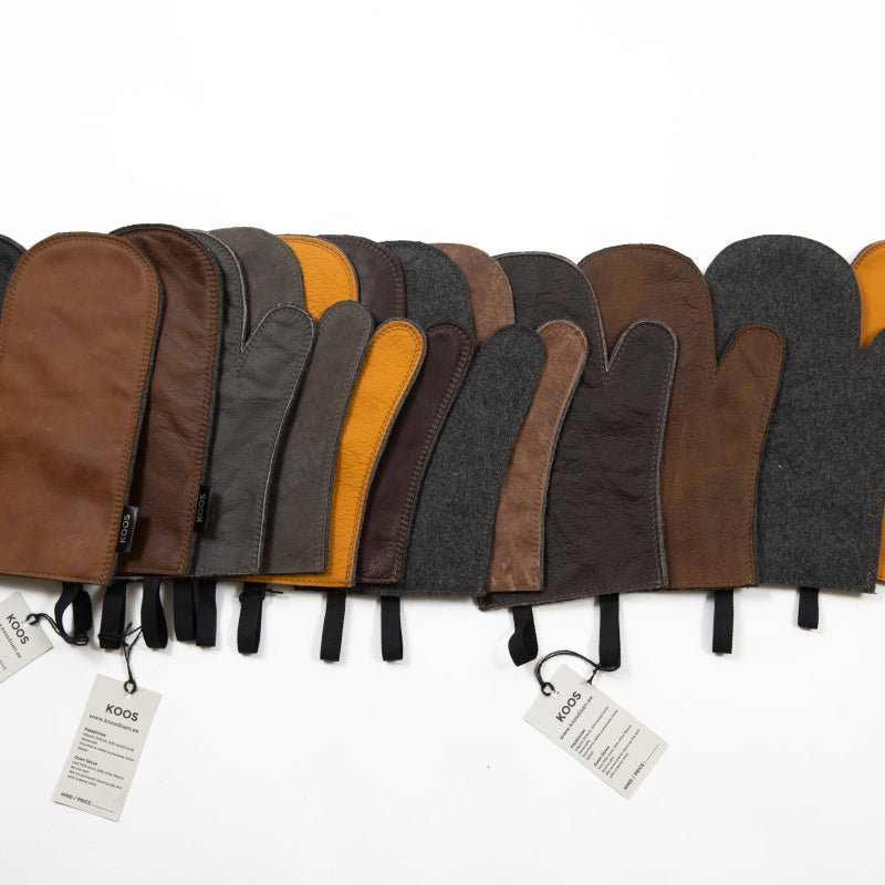 Leather Oven Mitten, dark brown