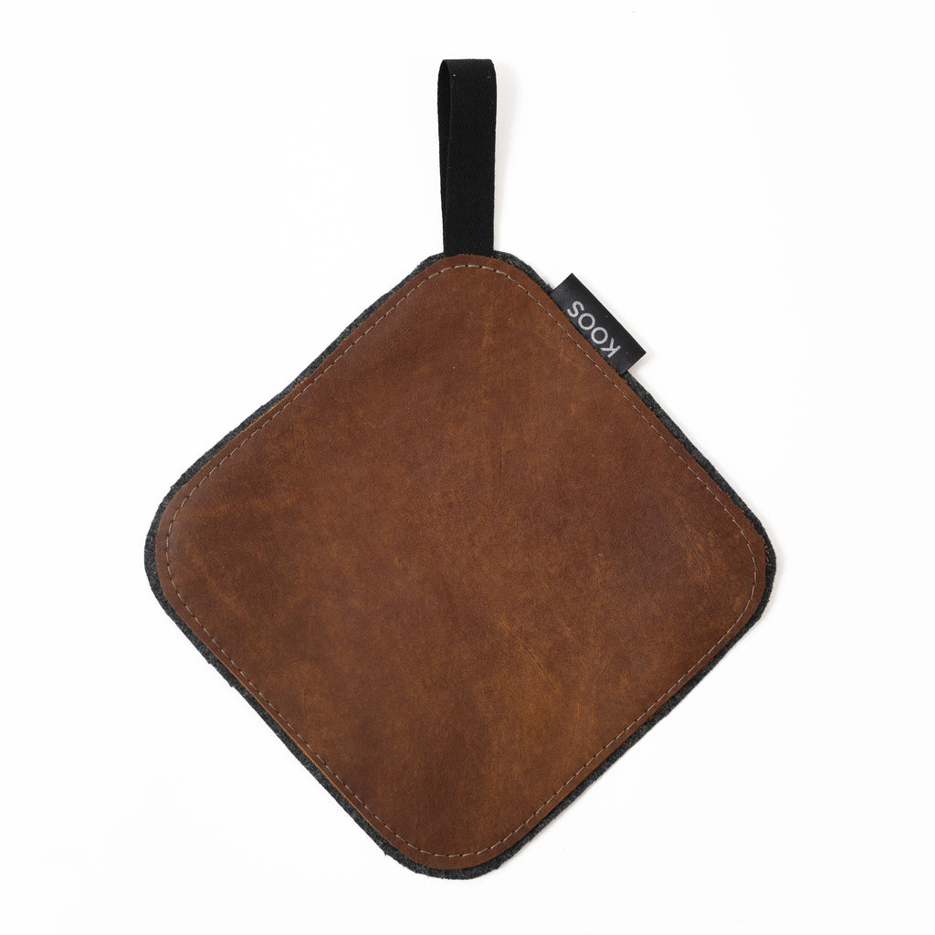 Leather Pot Holder, brown