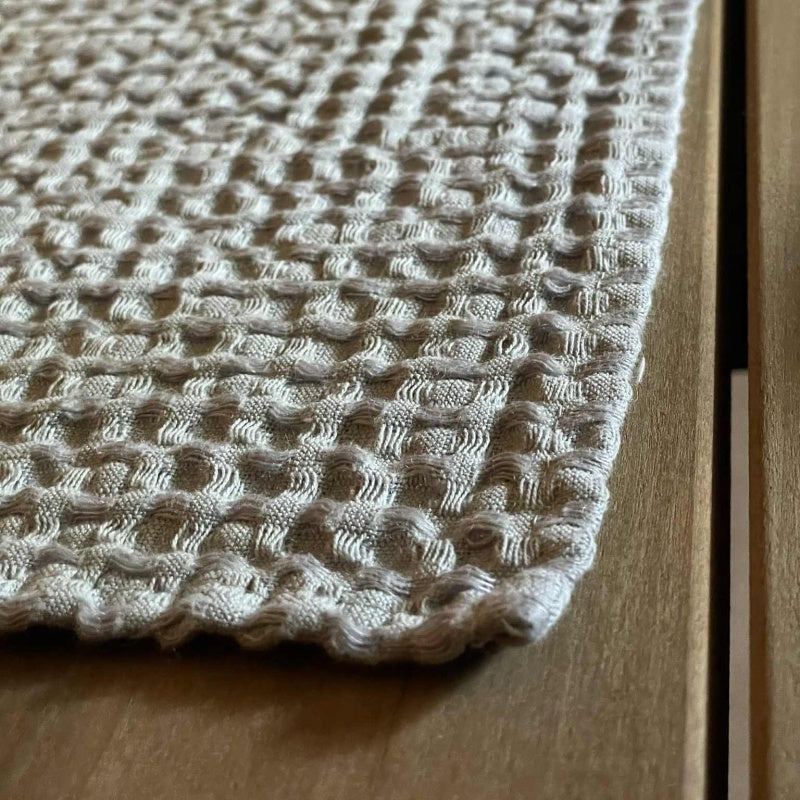 Linen Sauna Seat Cover, light gray waffle fabric