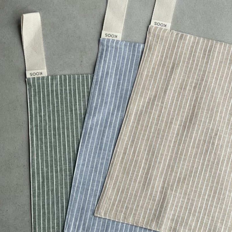 Linen Sauna Seat Cover, light blue stripe 38x38 cm