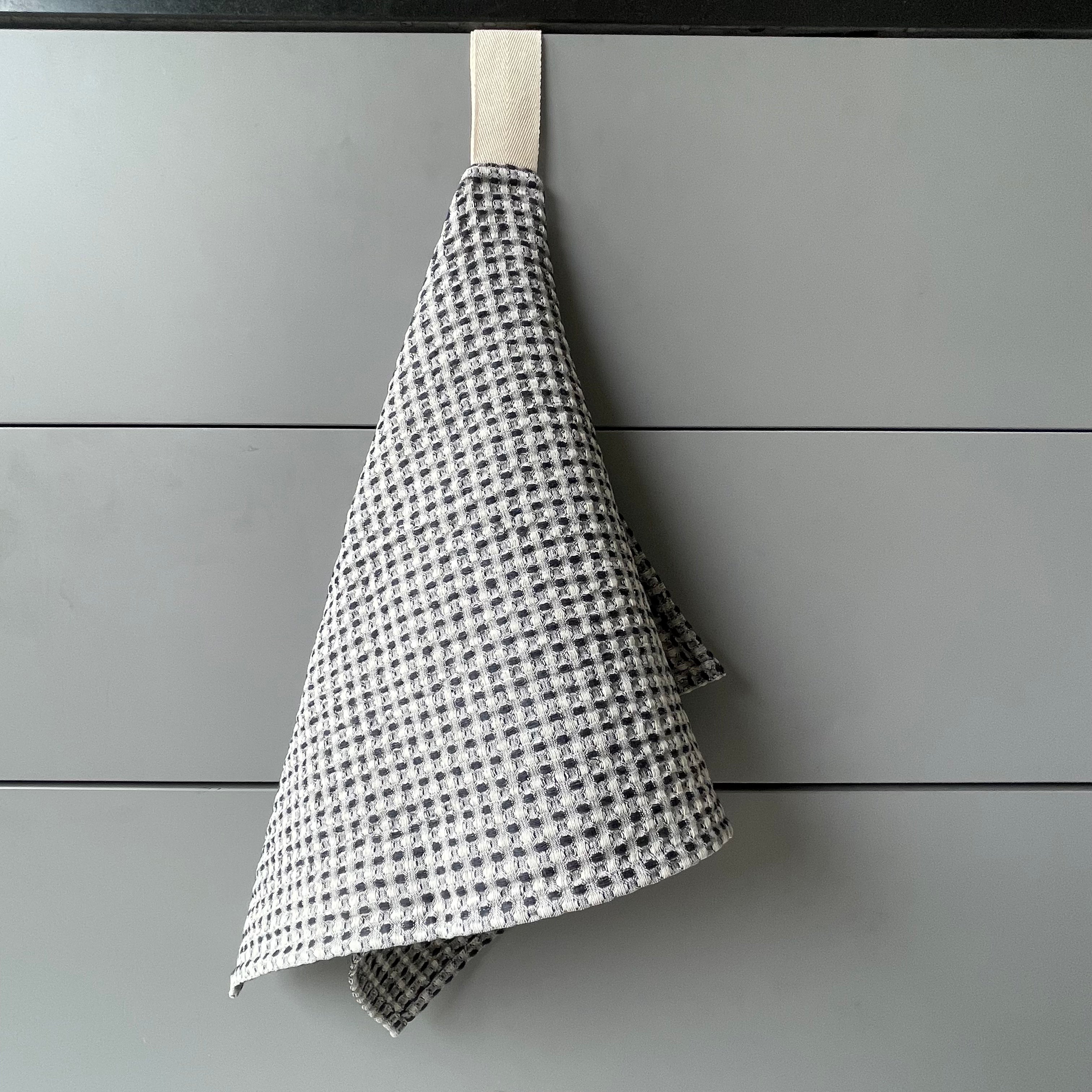 Small Linen Towel, black/white waffle fabric