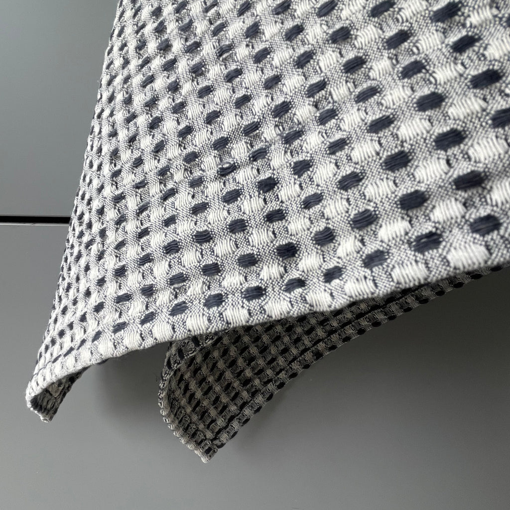 Small Linen Towel, black/white waffle fabric