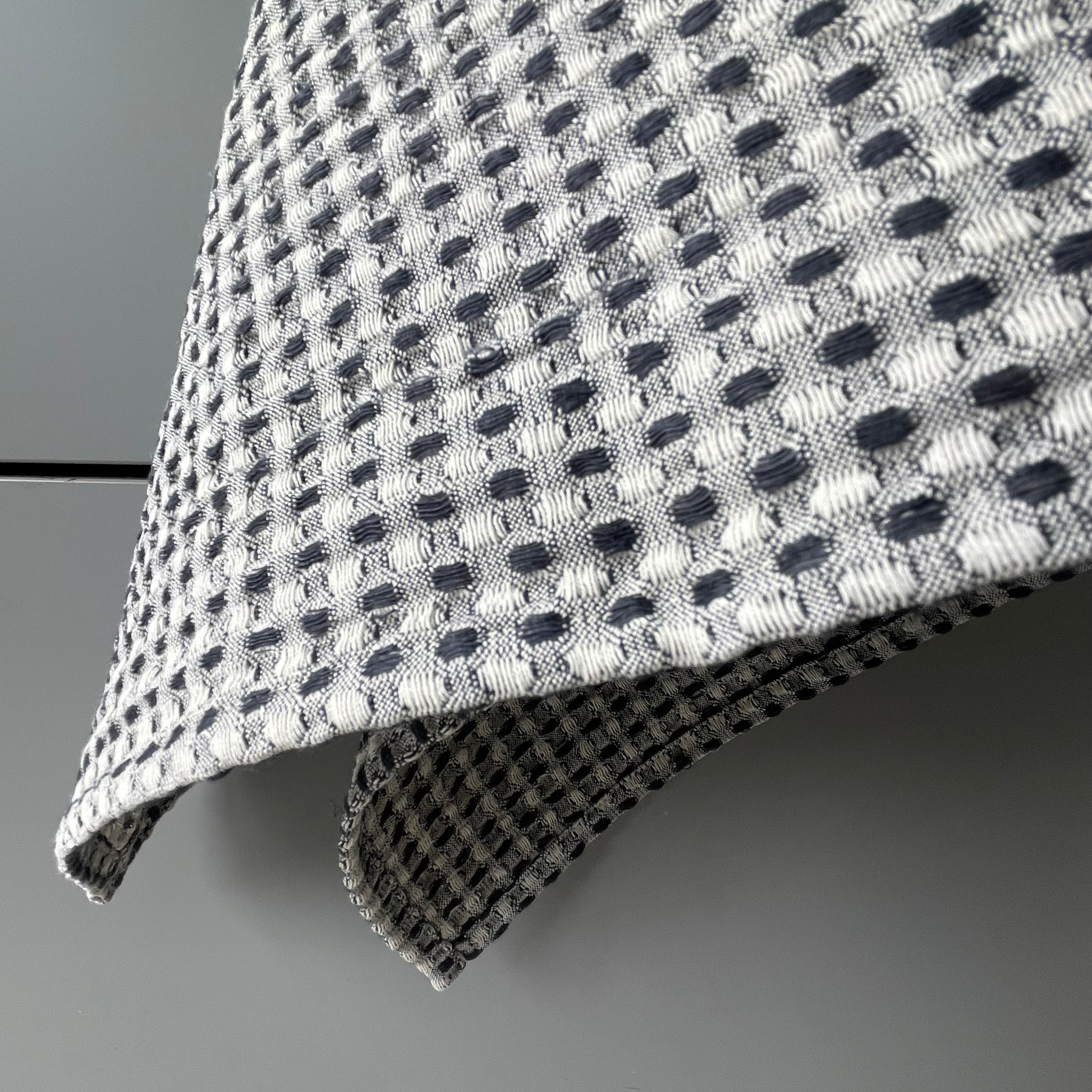 Small Linen Towel, black/white waffle fabric