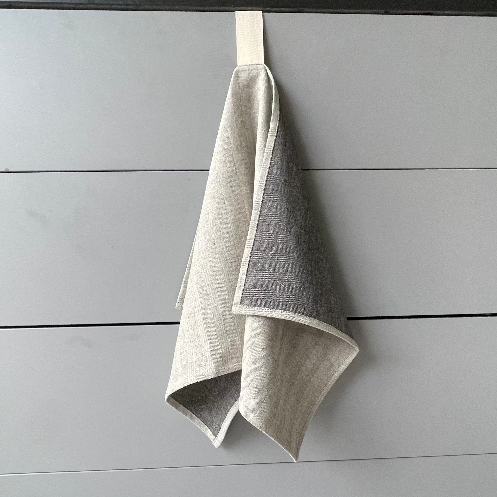 Small Towel, black fishbone fabric