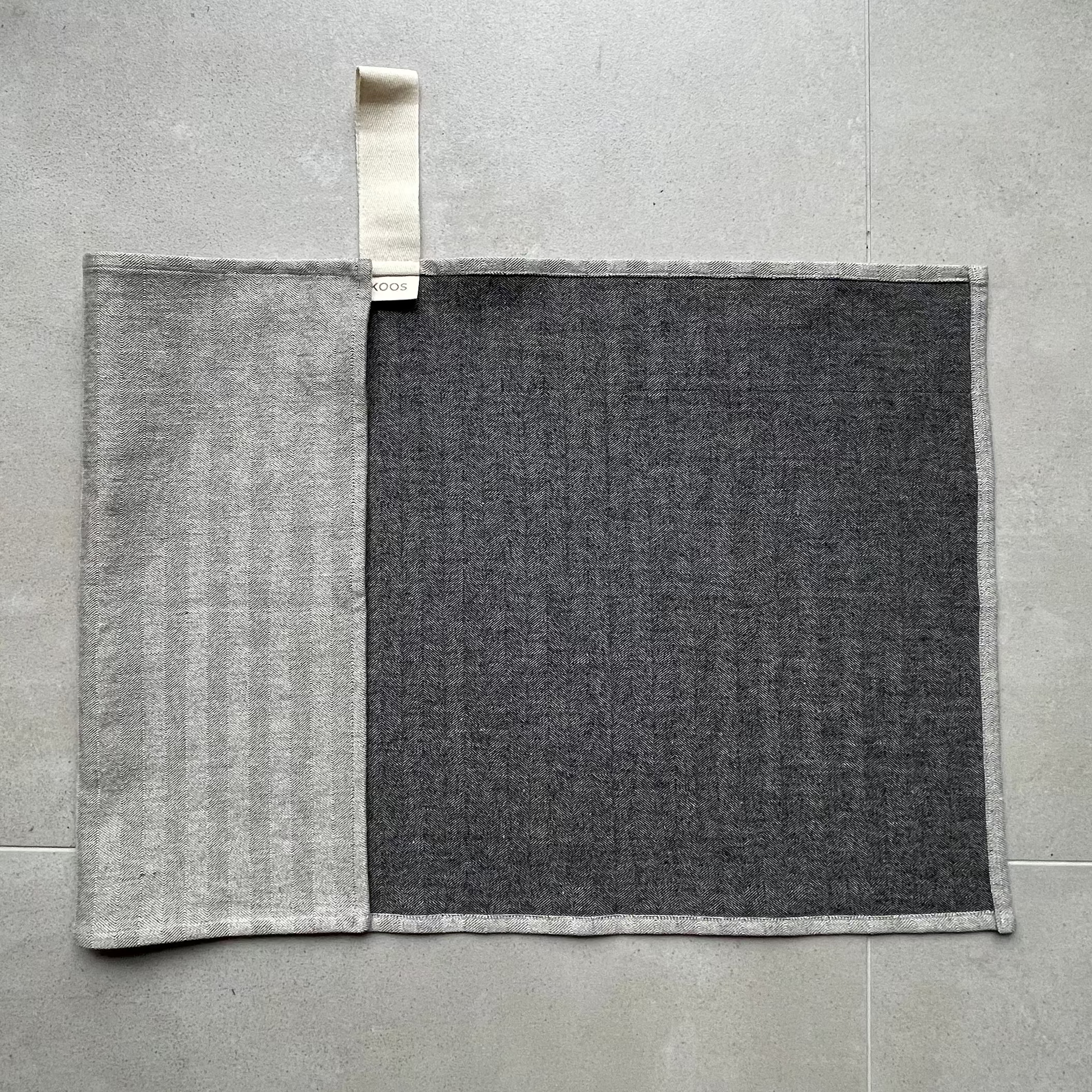 Small Towel, black fishbone fabric