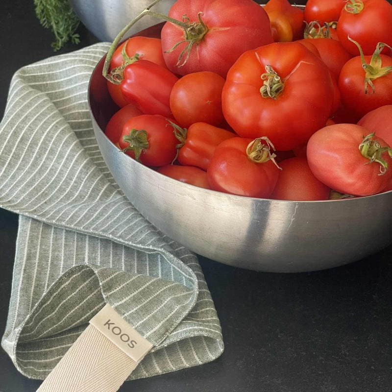 Small Linen Towel, light green striped