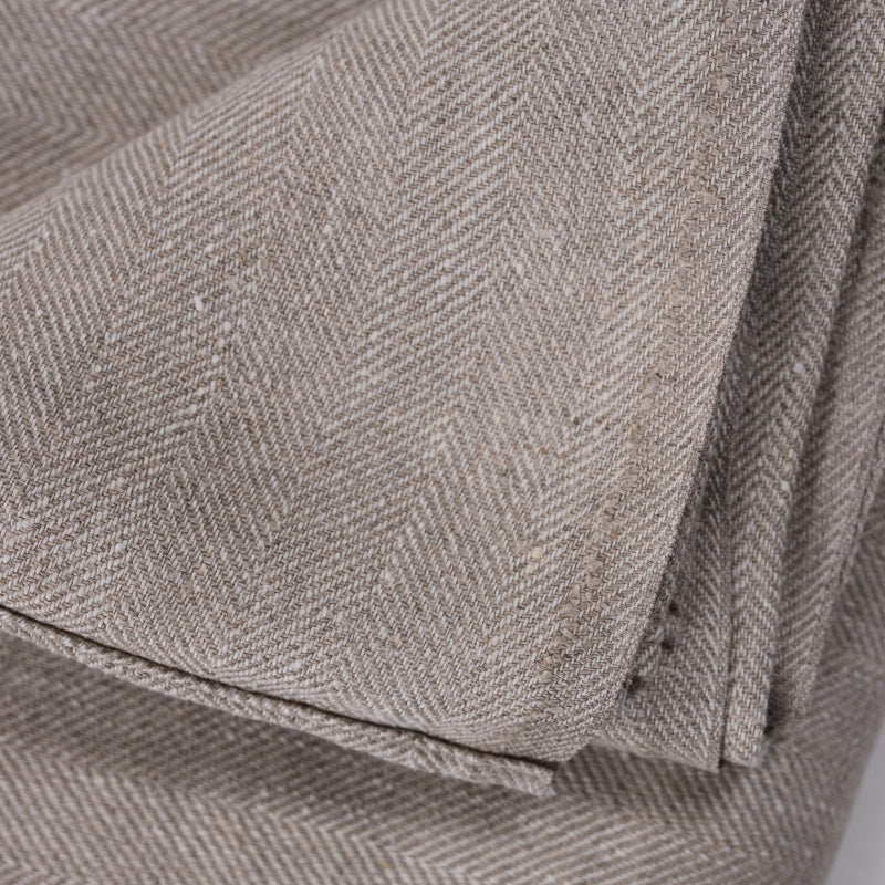 Linen Tablecloth, gray/white fishbone pattern 145x245