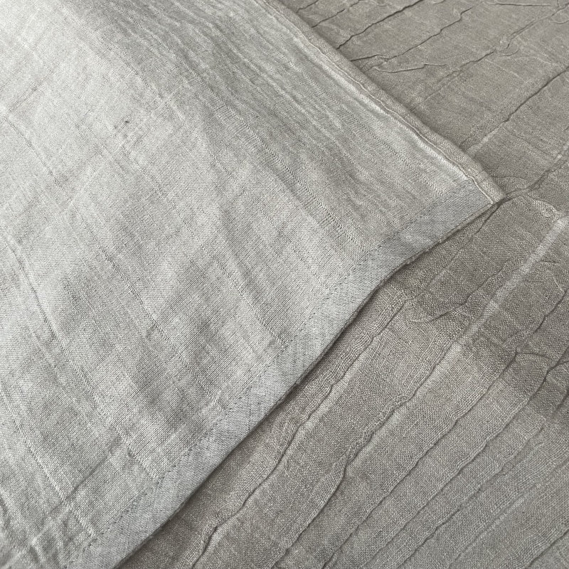 Linen Table Runner, linen gray with narrow folds 75x225