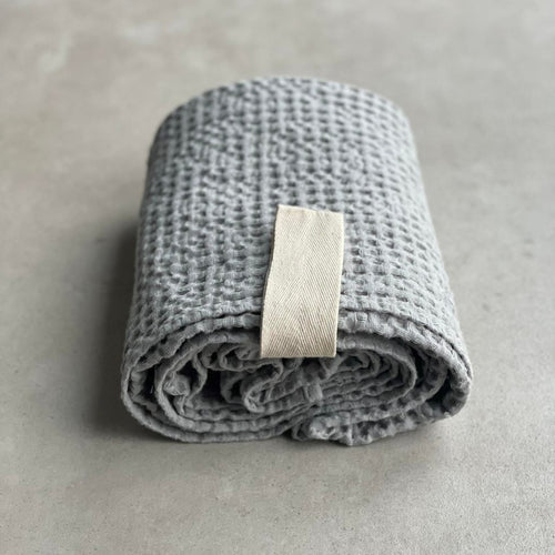 Big Linen Towel, light gray waffle fabric