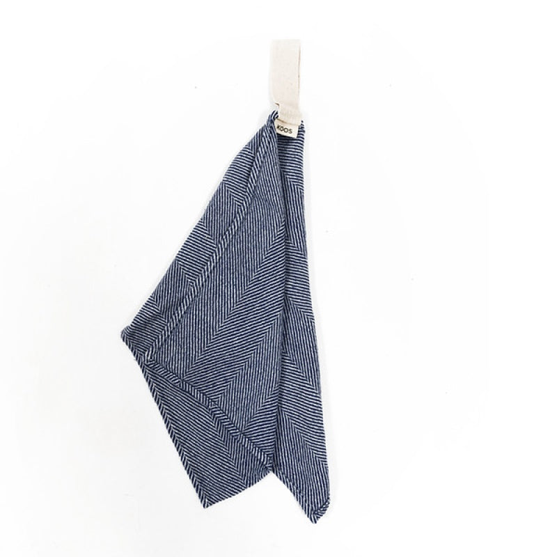 Small Linen Towel, blue fishbone fabric