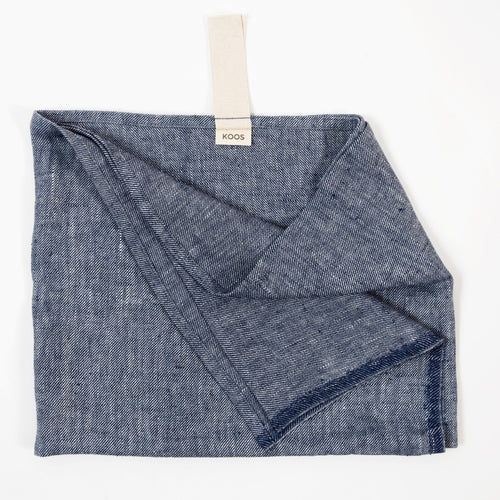 Big Linen Towel, blue with diagonal pattern