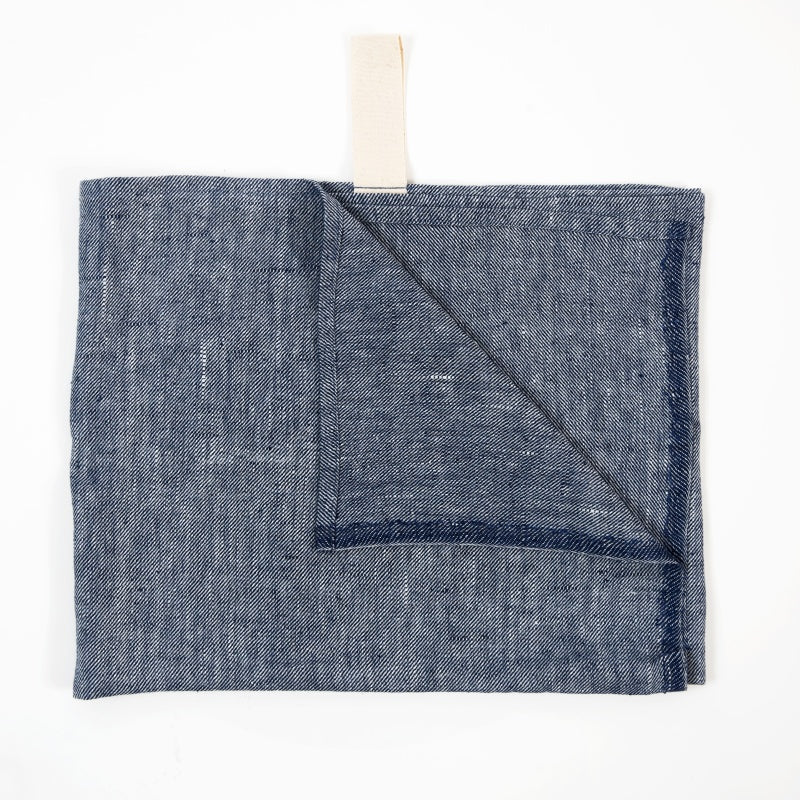 Big Linen Towel, blue with diagonal pattern