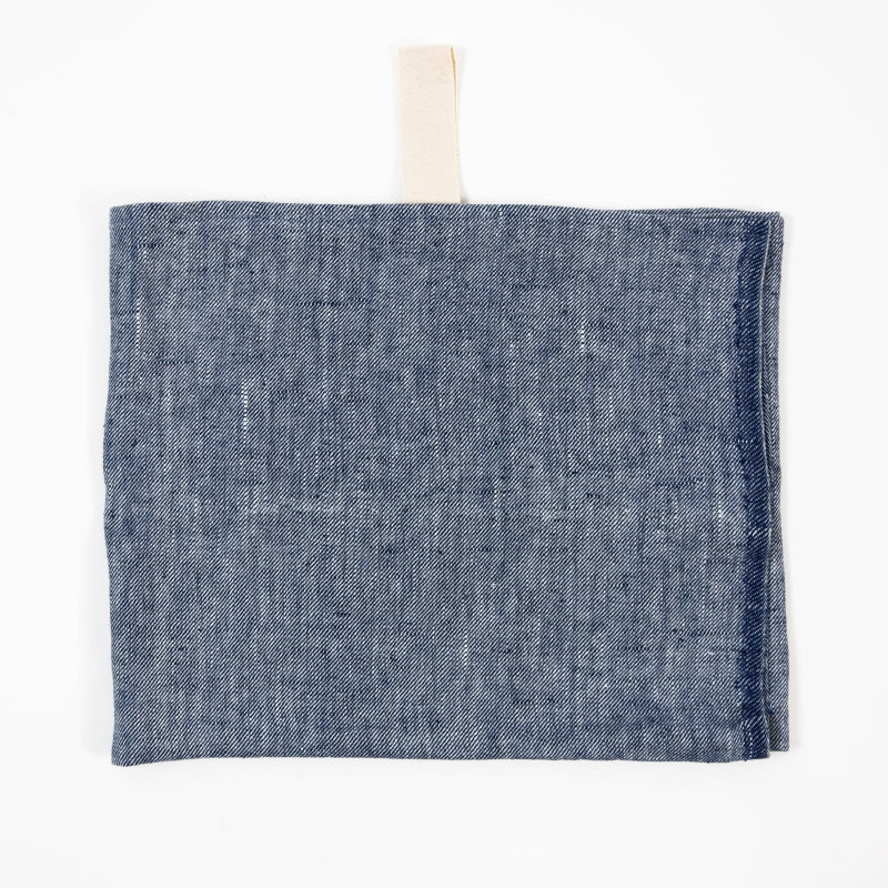 Big Linen Towel, blue with diagonal pattern