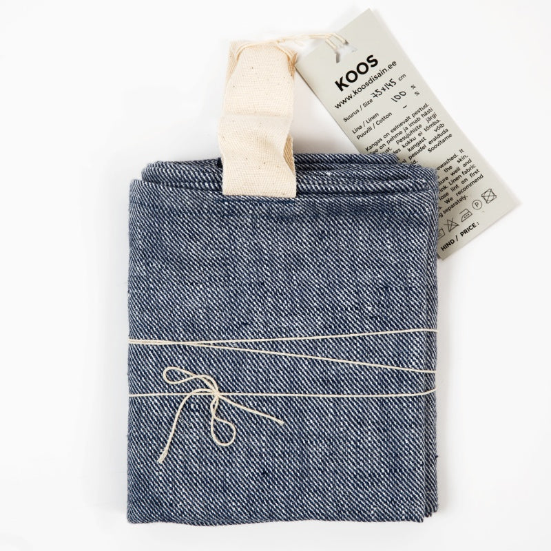 Big Linen Towel, blue with diagonal pattern